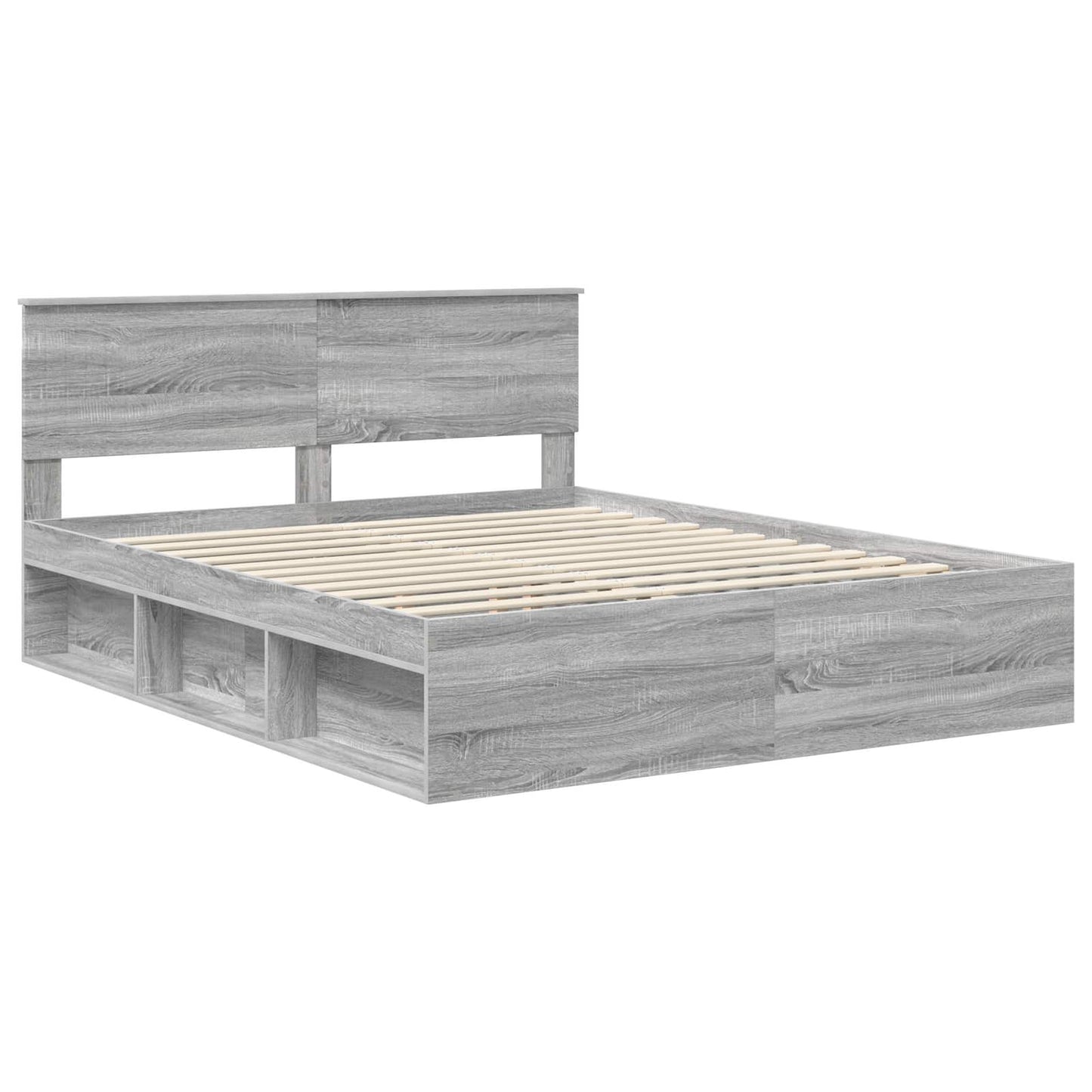 Bed Frame Grey Sonoma 160 x 200 cm Solid Pine Wood