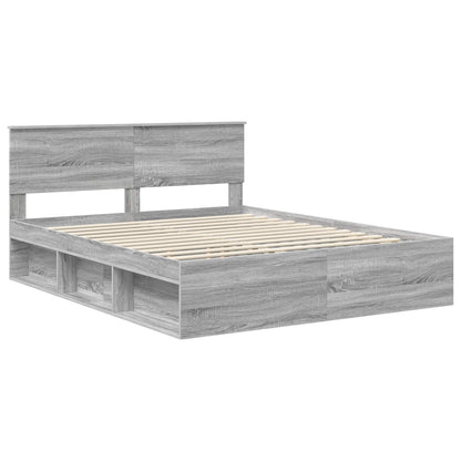 Bed Frame Grey Sonoma 160 x 200 cm Solid Pine Wood