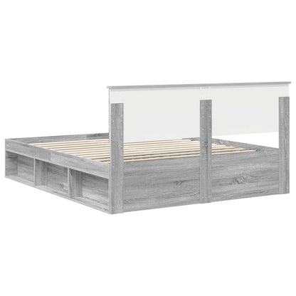 Bed Frame Grey Sonoma 160 x 200 cm Solid Pine Wood