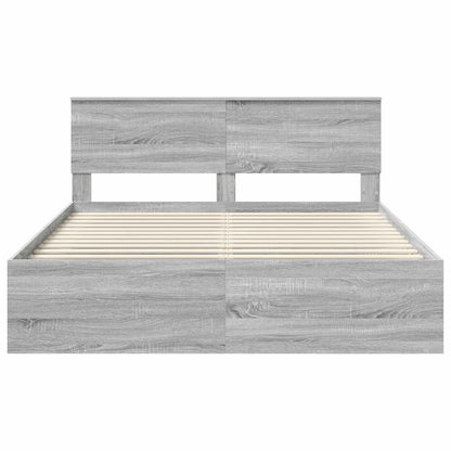 Bed Frame Grey Sonoma 160 x 200 cm Solid Pine Wood