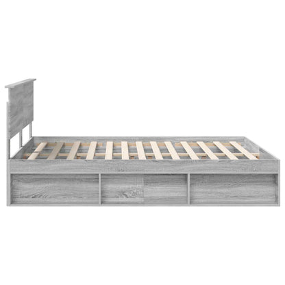 Bed Frame Grey Sonoma 160 x 200 cm Solid Pine Wood