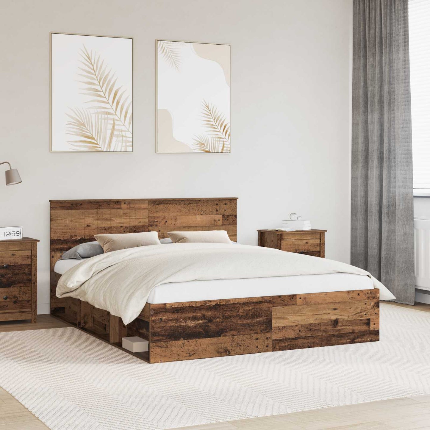 Bed Frame with Headboard Old Wood 160 x 200 cm Solid Pine Wood