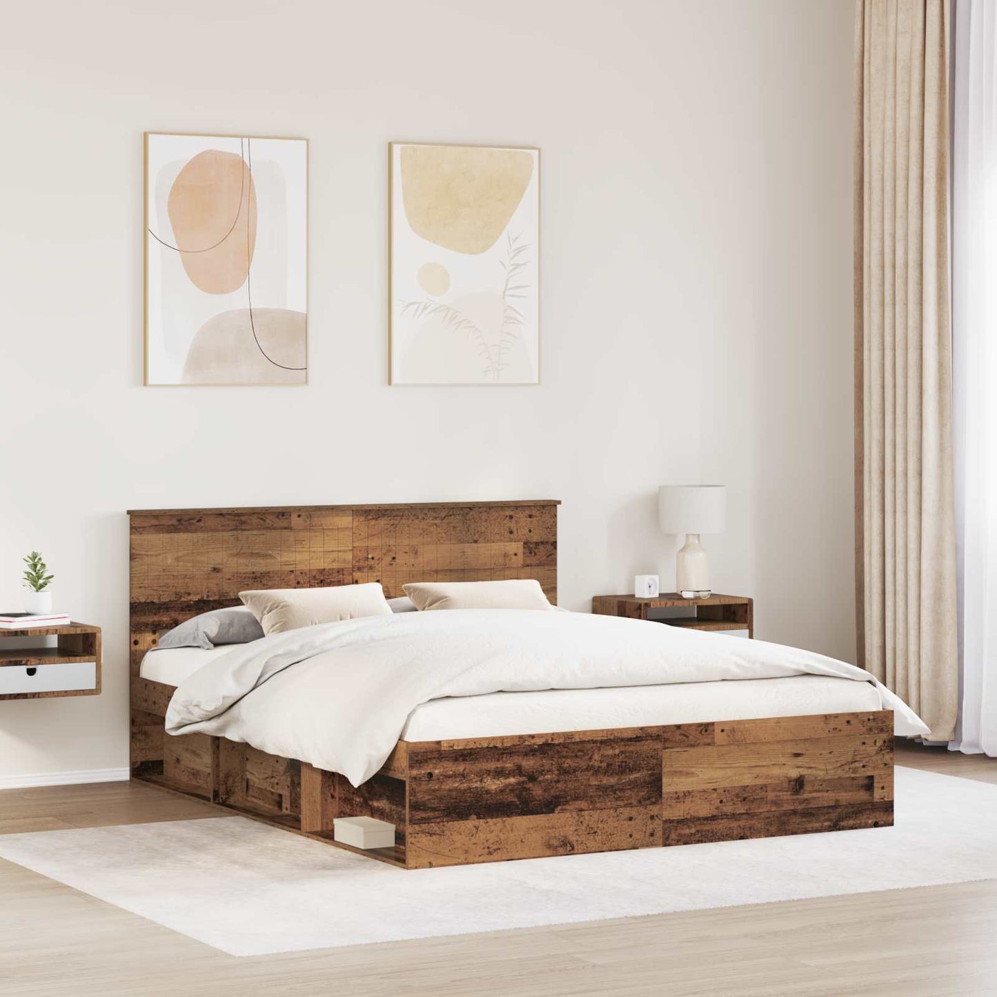 Bed Frame with Headboard Old Wood 160 x 200 cm Solid Pine Wood