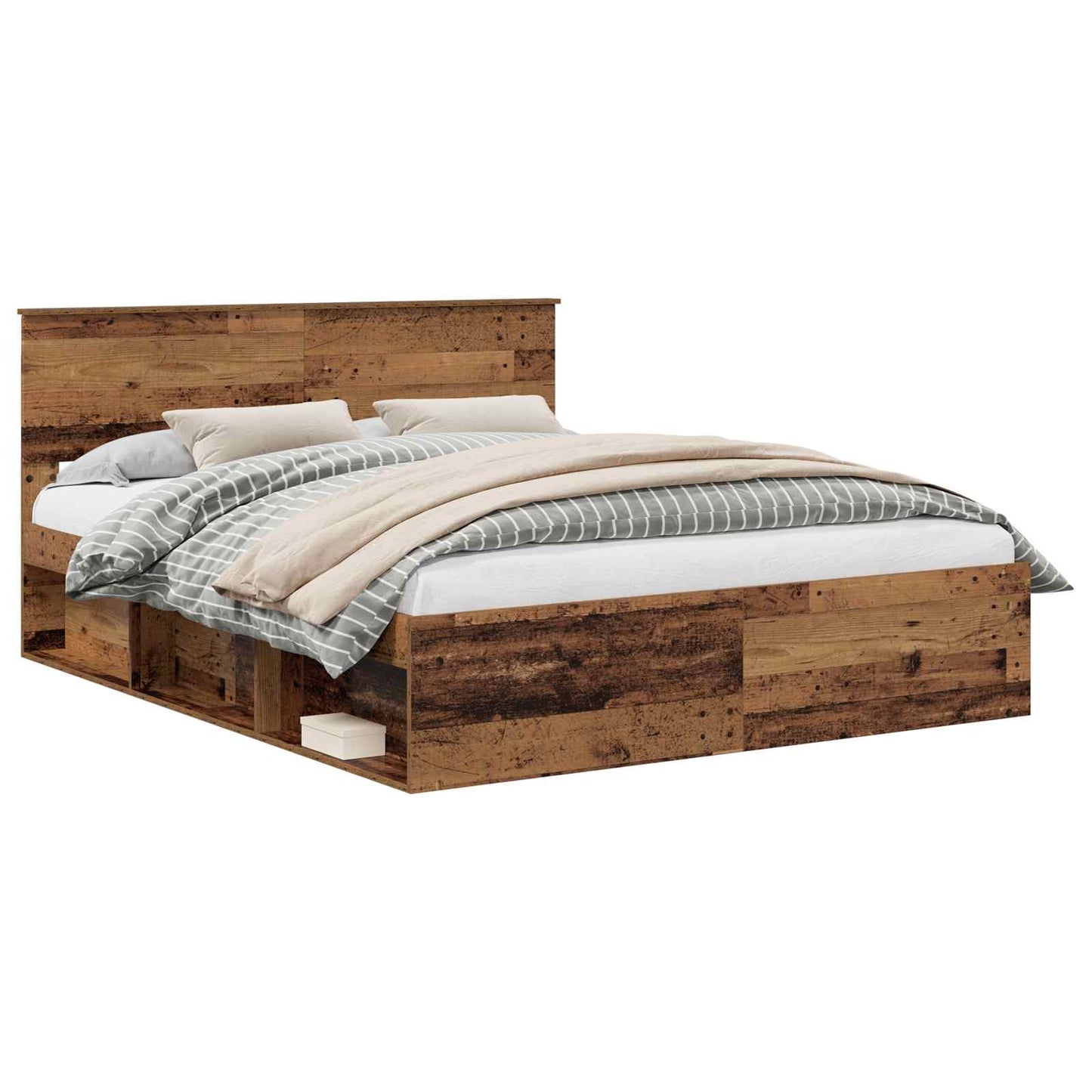 Bed Frame with Headboard Old Wood 160 x 200 cm Solid Pine Wood