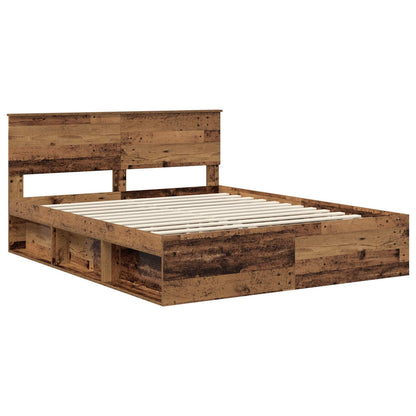 Bed Frame with Headboard Old Wood 160 x 200 cm Solid Pine Wood