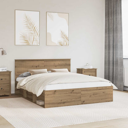 Bed Frame Artisian Oak 160 x 200 cm Solid Pine Wood