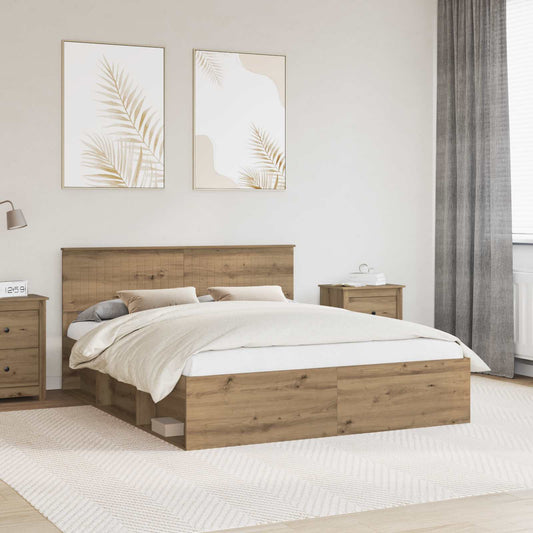 Bed Frame Artisian Oak 160 x 200 cm Solid Pine Wood