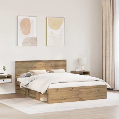 Bed Frame Artisian Oak 160 x 200 cm Solid Pine Wood
