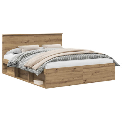 Bed Frame Artisian Oak 160 x 200 cm Solid Pine Wood