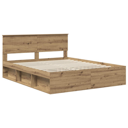Bed Frame Artisian Oak 160 x 200 cm Solid Pine Wood