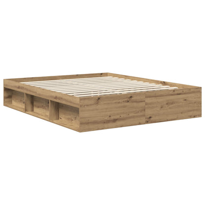Bed Frame Artisian Oak 160 x 200 cm Solid Pine Wood