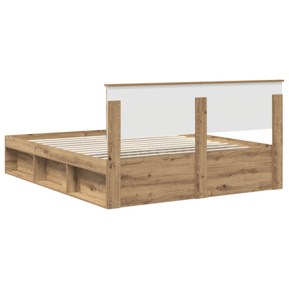 Bed Frame Artisian Oak 160 x 200 cm Solid Pine Wood