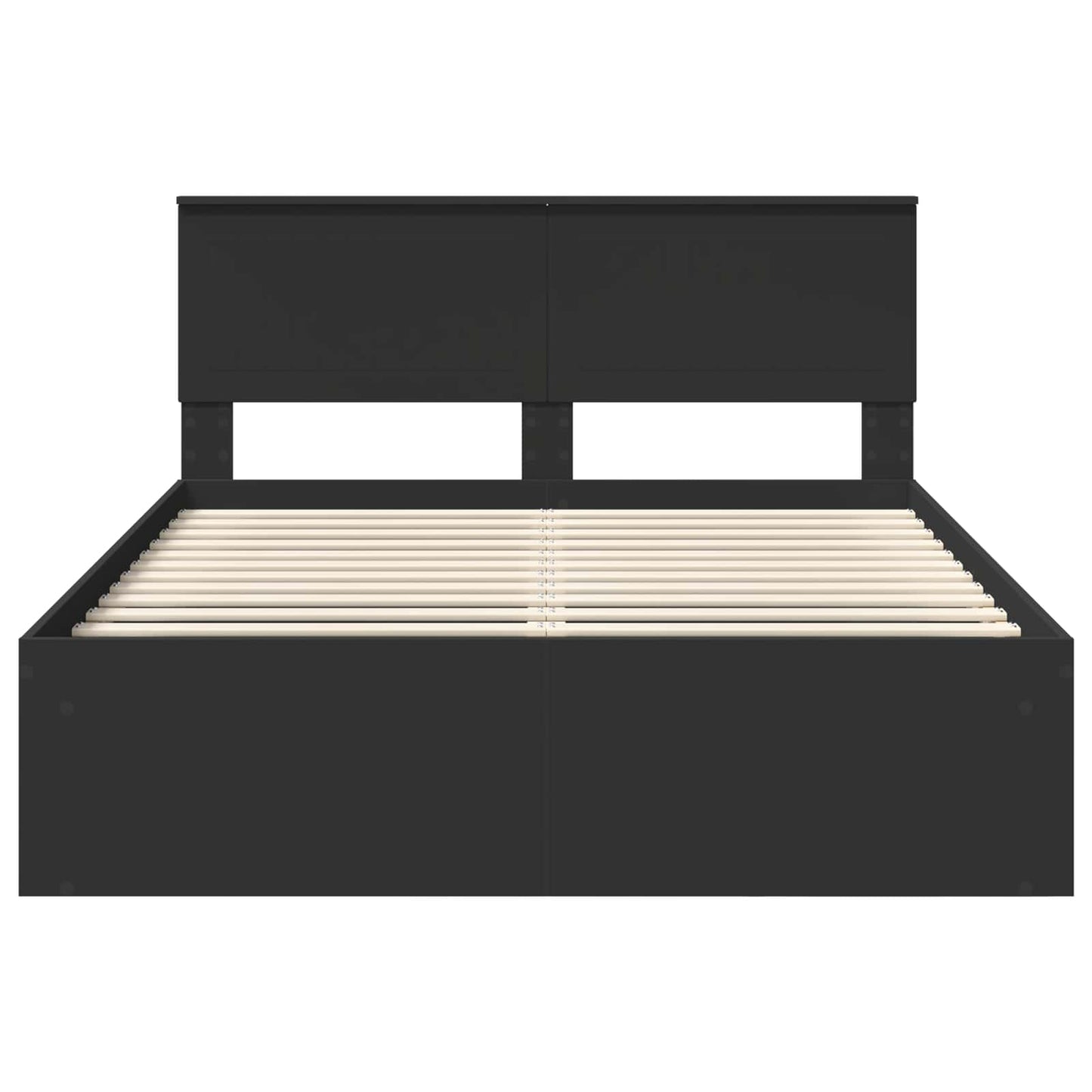 Bed Frame with Headboard Black 140 x 200 cm Solid Pine Wood