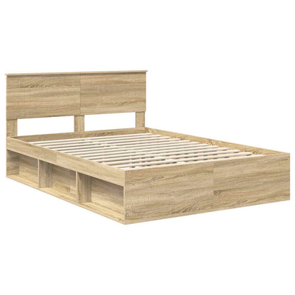 Bed Frame with Headboard Sonoma 140 x 200 cm Solid Pine Wood