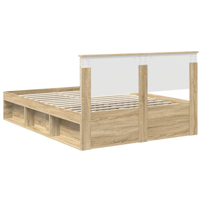 Bed Frame with Headboard Sonoma 140 x 200 cm Solid Pine Wood