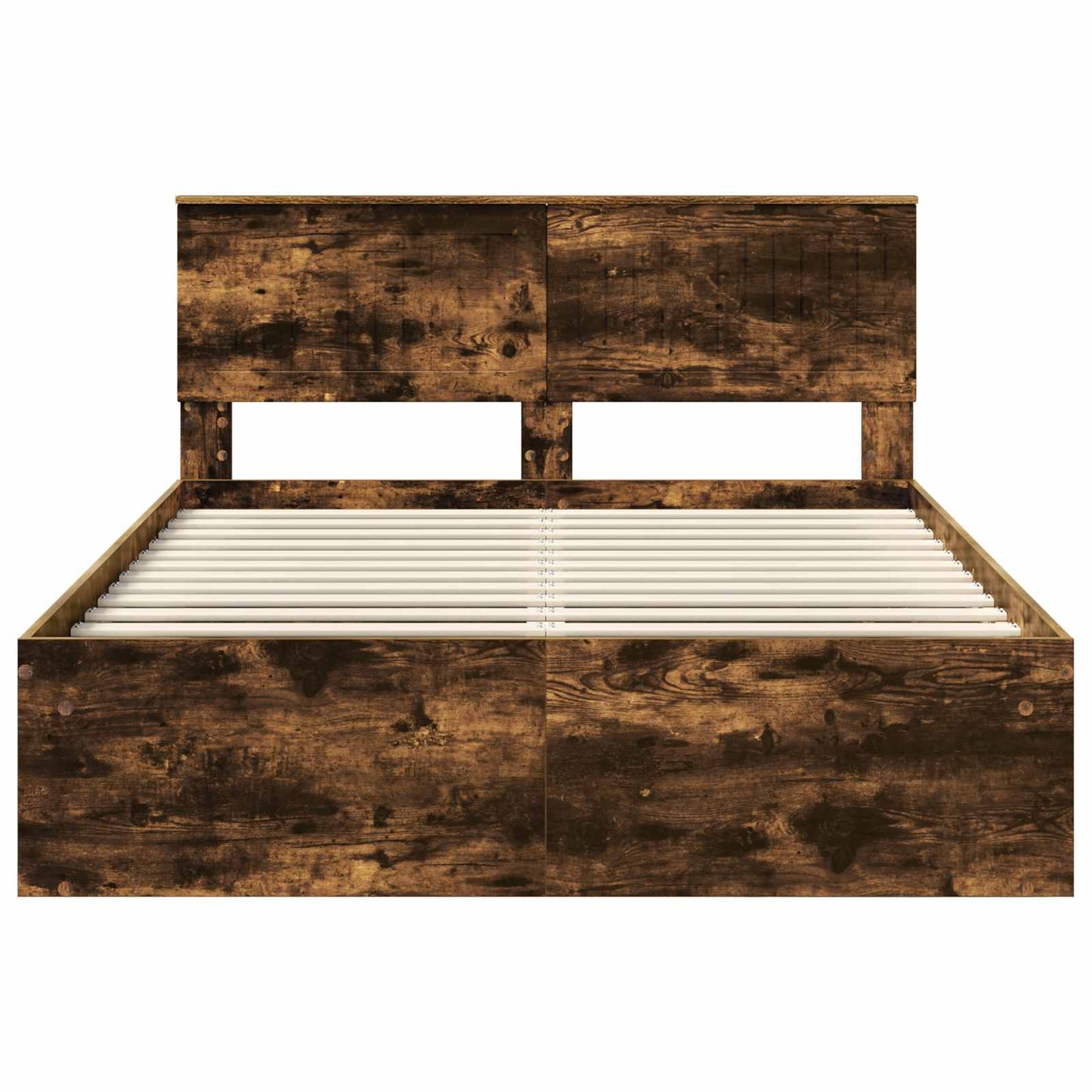 Bed Frame Smoked Oak 140 x 200 cm Solid Pine Wood