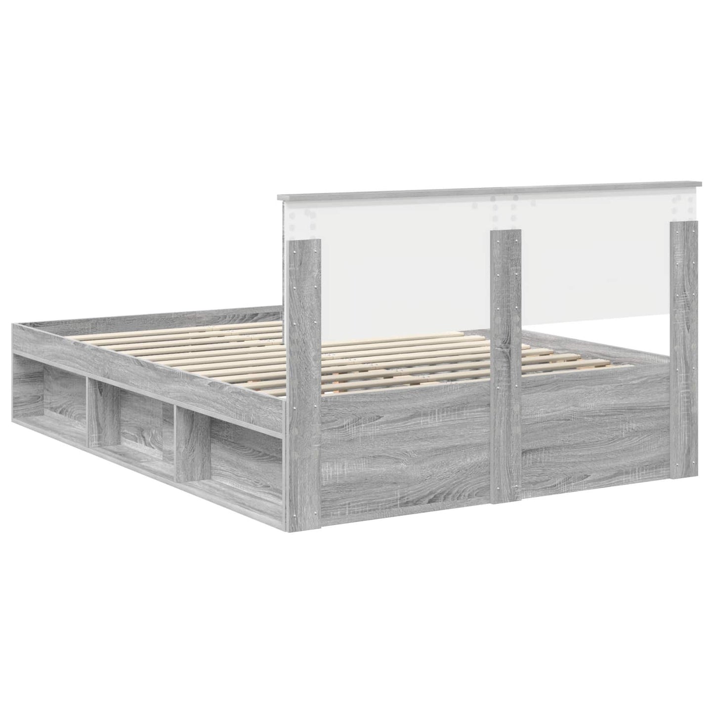 Bed Frame Grey Sonoma 140 x 200 cm Solid Pine Wood