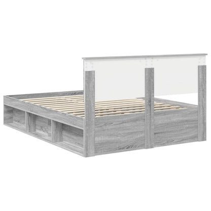 Bed Frame Grey Sonoma 140 x 200 cm Solid Pine Wood