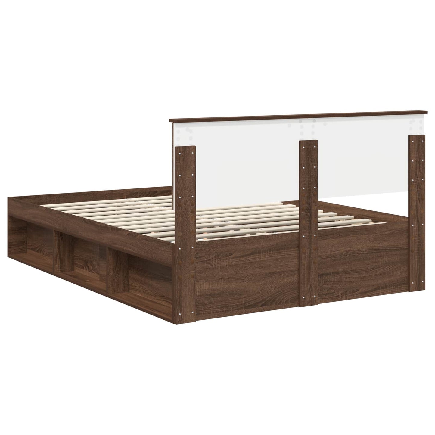 Bed Frame with Headboard Brown Oak 140 x 200 cm Solid Pine Wood