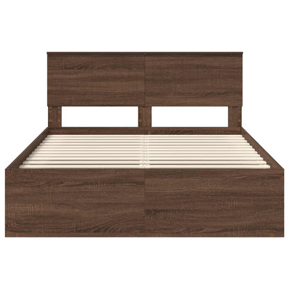 Bed Frame with Headboard Brown Oak 140 x 200 cm Solid Pine Wood
