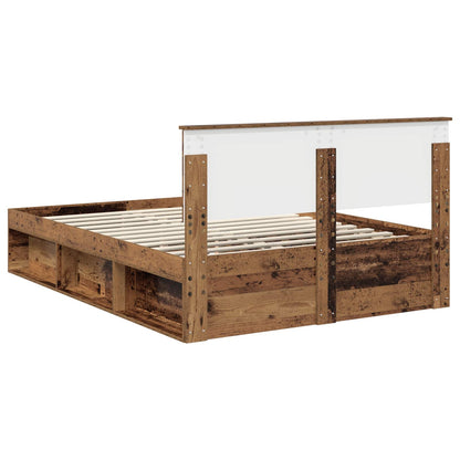 Bed Frame with Headboard Old Wood 140 x 200 cm Solid Pine Wood