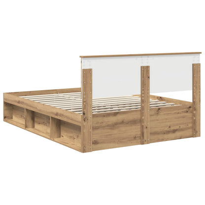 Bed Frame Artisian Oak 140 x 200 cm Solid Pine Wood