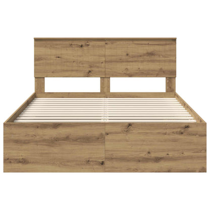 Bed Frame Artisian Oak 140 x 200 cm Solid Pine Wood