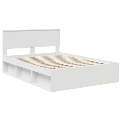 Bed Frame with Headboard White 140 x 190 cm Solid Pine Wood
