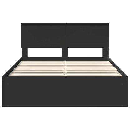 Bed Frame with Headboard Black 140 x 190 cm Solid Pine Wood