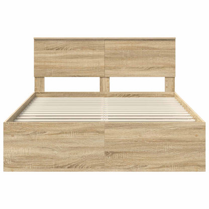 Bed Frame with Headboard Sonoma 140 x 190 cm Solid Pine Wood
