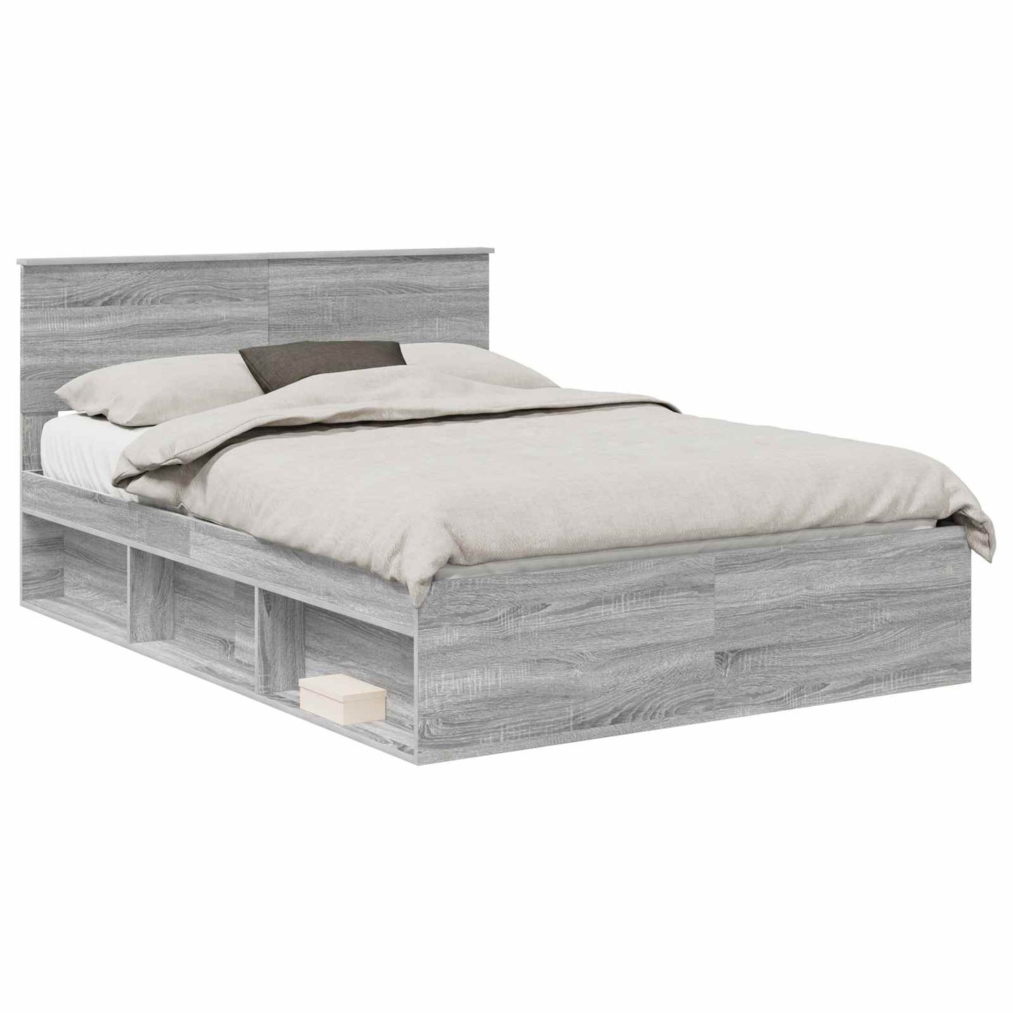 Bed Frame Grey Sonoma 140 x 190 cm Solid Pine Wood