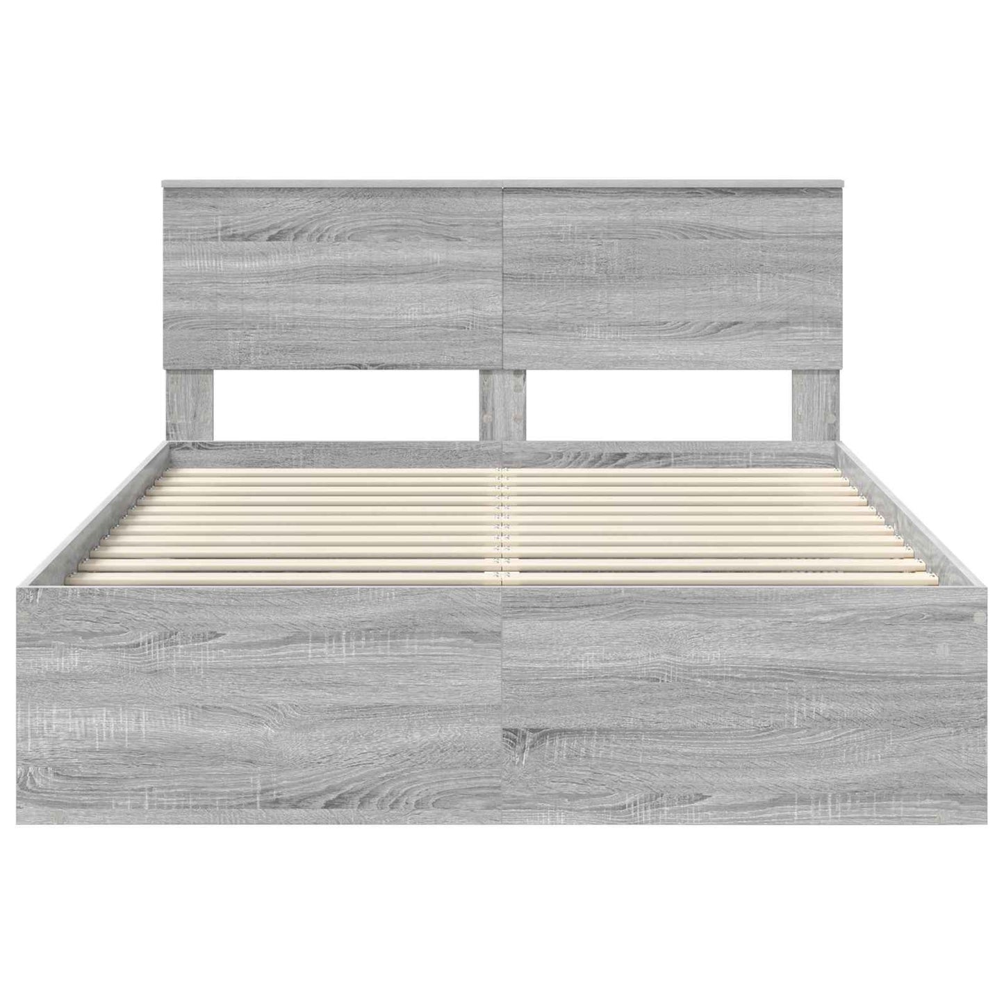 Bed Frame Grey Sonoma 140 x 190 cm Solid Pine Wood