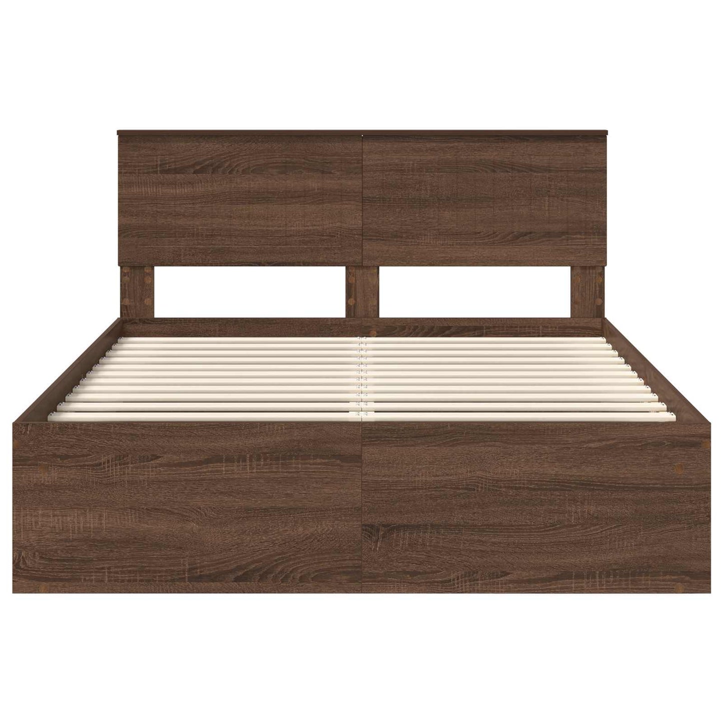 Bed Frame with Headboard Brown Oak 140 x 190 cm Solid Pine Wood