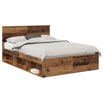 Bed Frame with Headboard Old Wood 140 x 190 cm Solid Pine Wood