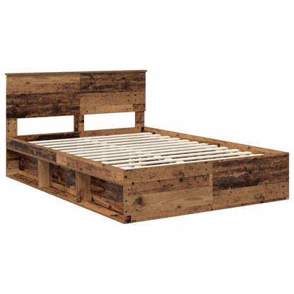 Bed Frame with Headboard Old Wood 140 x 190 cm Solid Pine Wood