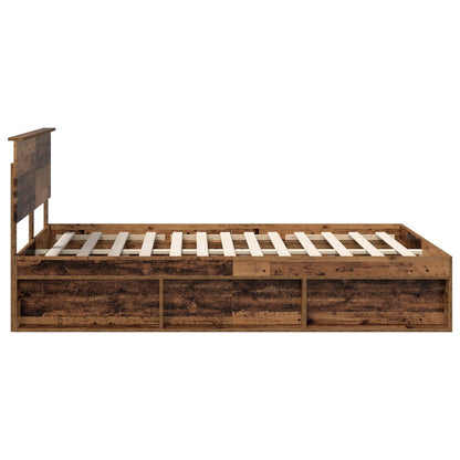 Bed Frame with Headboard Old Wood 140 x 190 cm Solid Pine Wood
