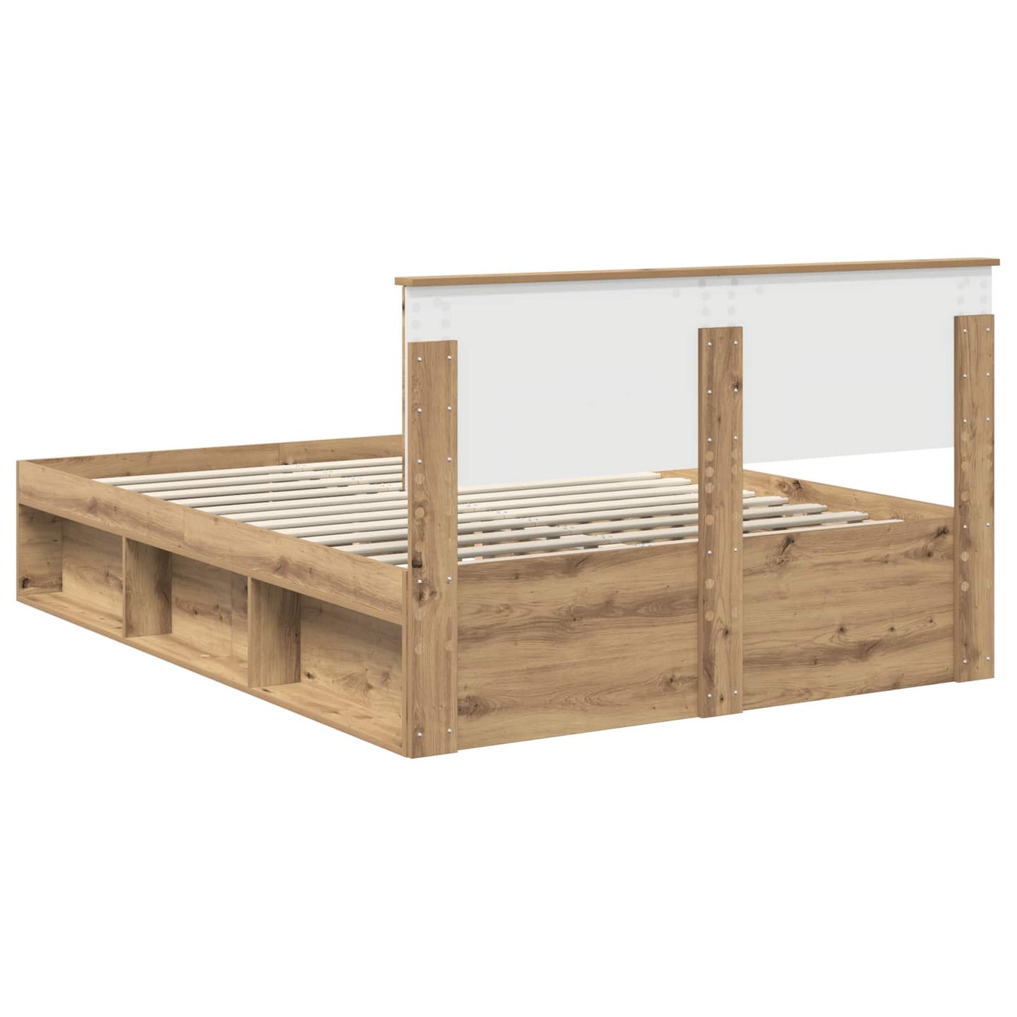 Bed Frame Artisian Oak 140 x 190 cm Solid Pine Wood