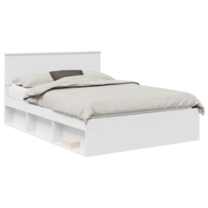 Bed Frame with Headboard White 135 x 190 cm Solid Pine Wood