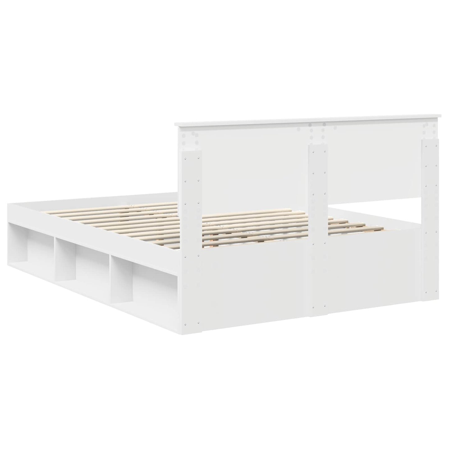 Bed Frame with Headboard White 135 x 190 cm Solid Pine Wood