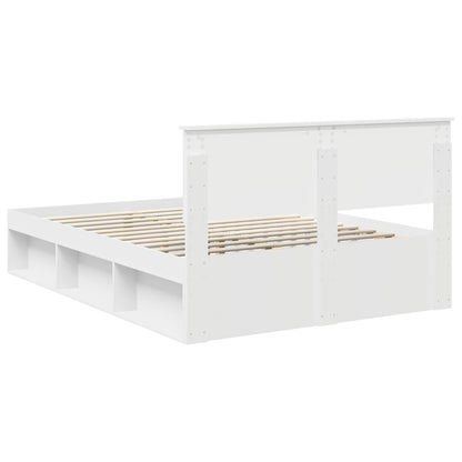 Bed Frame with Headboard White 135 x 190 cm Solid Pine Wood