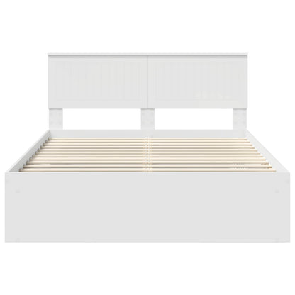 Bed Frame with Headboard White 135 x 190 cm Solid Pine Wood