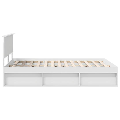 Bed Frame with Headboard White 135 x 190 cm Solid Pine Wood