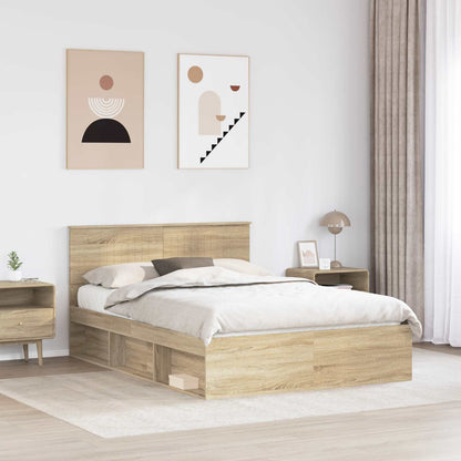 Bed Frame Sonoma Oak 135 x 190 cm Solid Pine Wood