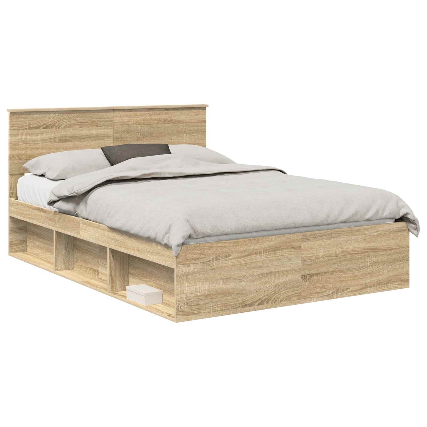 Bed Frame Sonoma Oak 135 x 190 cm Solid Pine Wood