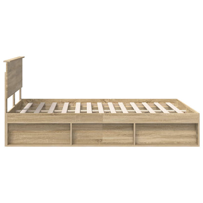 Bed Frame Sonoma Oak 135 x 190 cm Solid Pine Wood