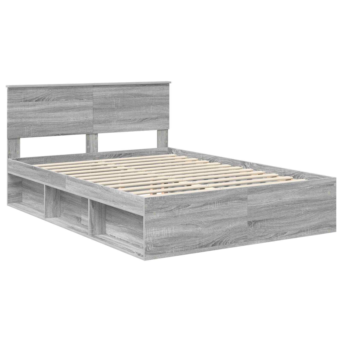 Bed Frame Grey Sonoma 135 x 190 cm Solid Pine Wood