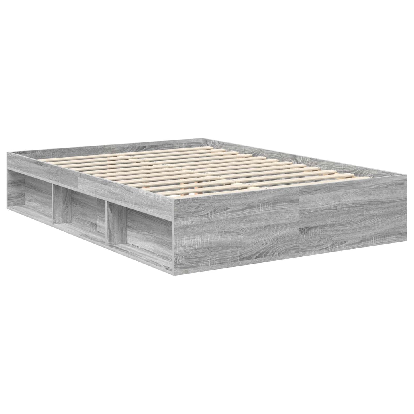 Bed Frame Grey Sonoma 135 x 190 cm Solid Pine Wood