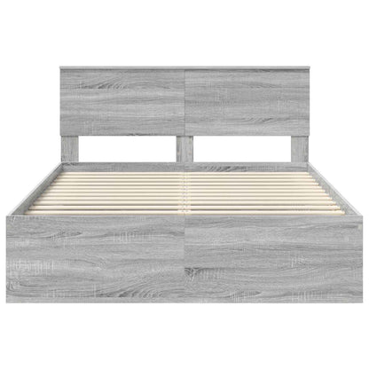 Bed Frame Grey Sonoma 135 x 190 cm Solid Pine Wood