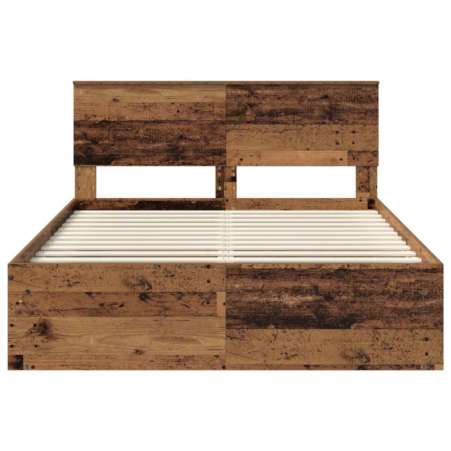 Bed Frame with Headboard Old Wood 135 x 190 cm Solid Pine Wood