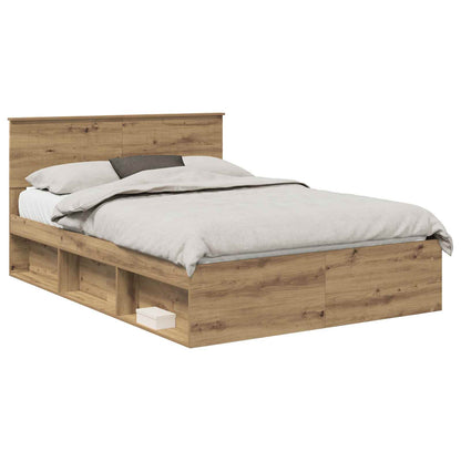 Bed Frame Artisian Oak 135 x 190 cm Solid Pine Wood